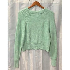 Free People Too Good Women's S Long Sleeve Blue Green Knit Pullover Sweater